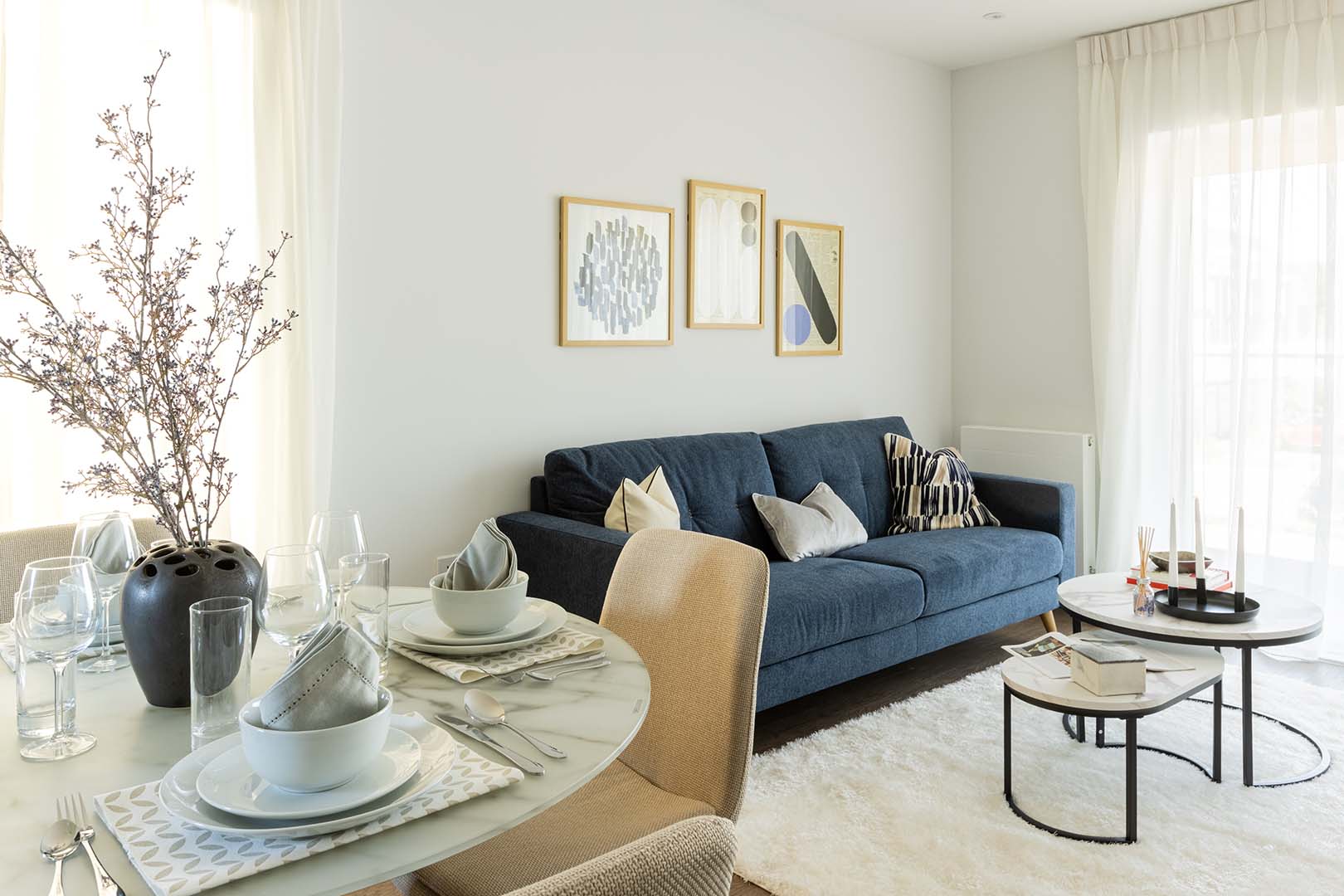 Open plan living dining - sofa and dining table