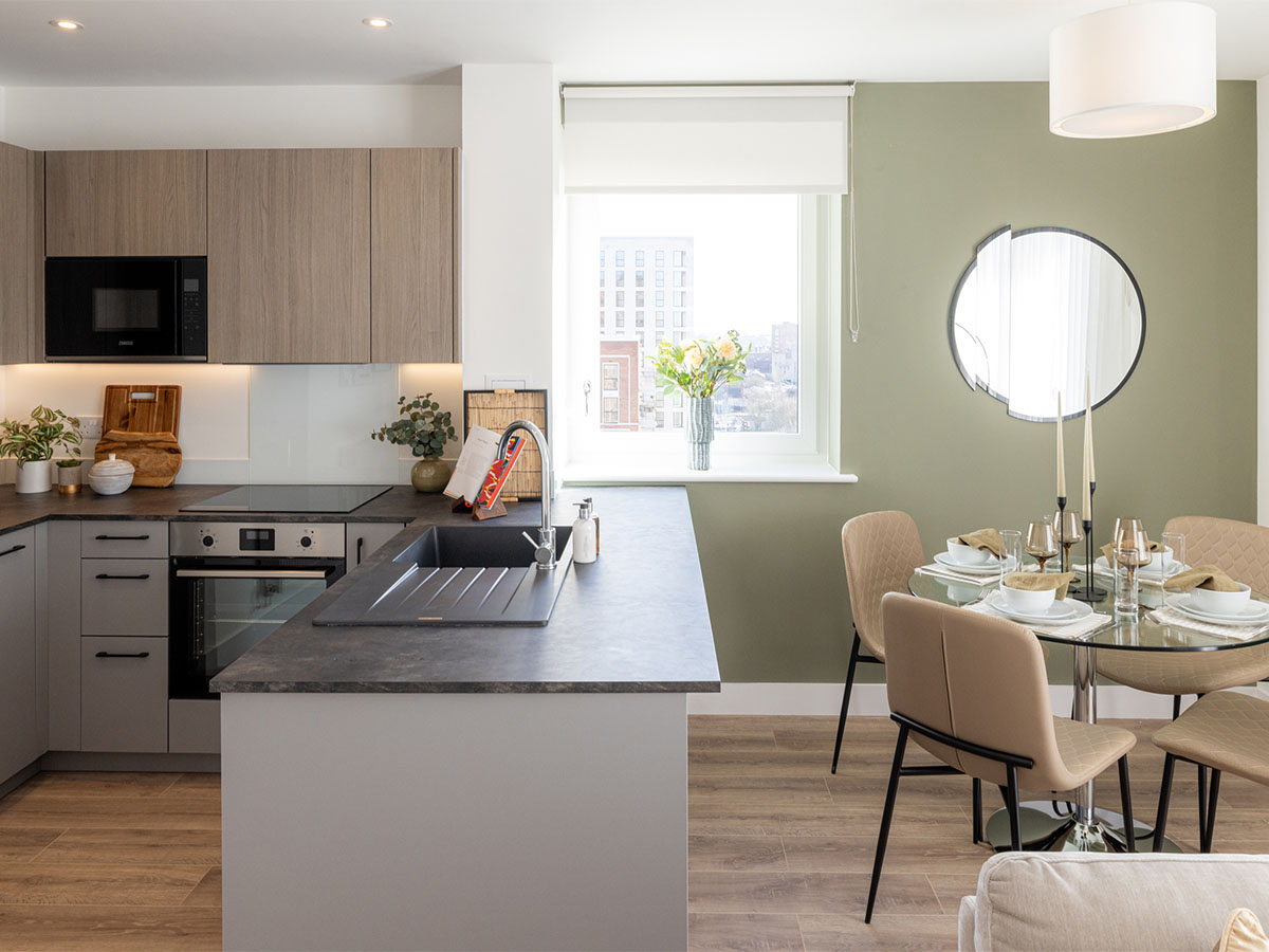modern open-plan kitchen and dining area at square roots