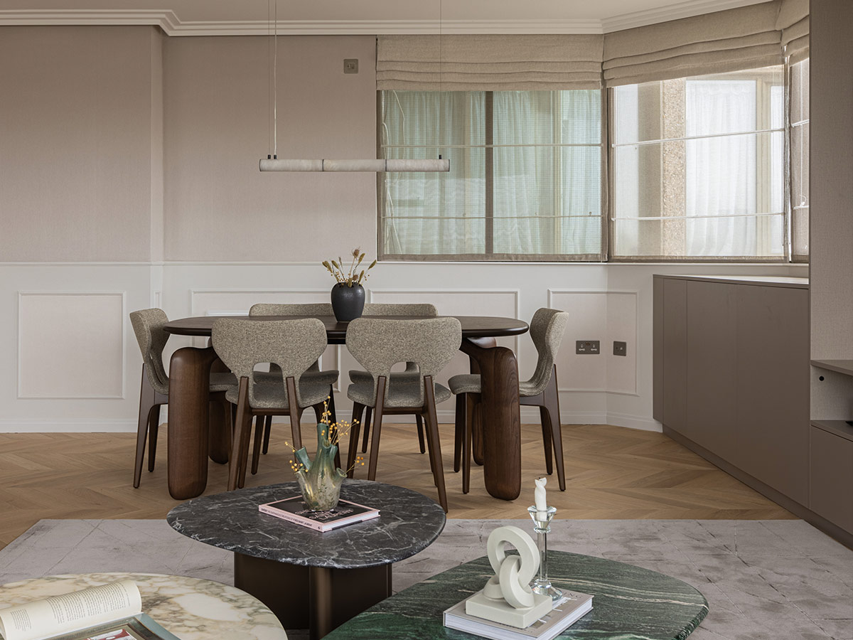 Shelf in Birley Lodge with chair and rug view