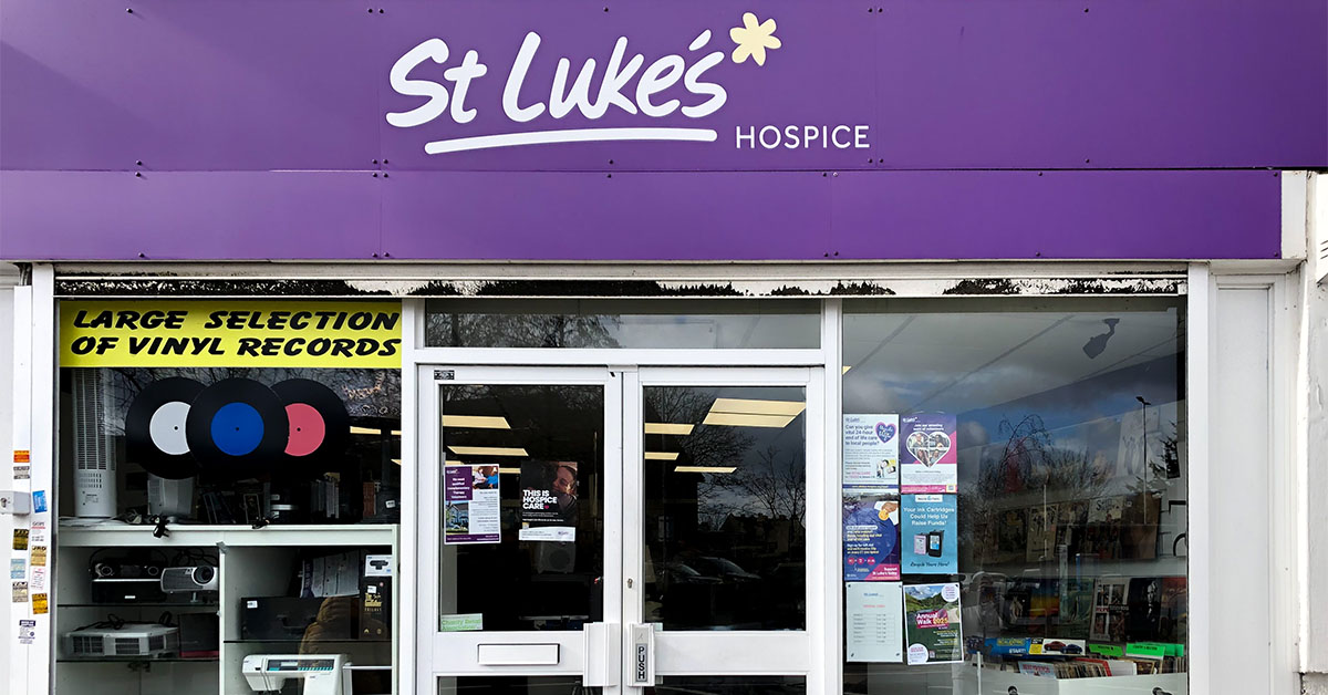 St Luke's Hospice shop with record sign