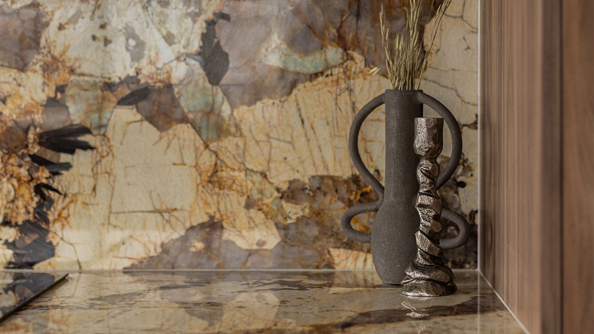 Artistic vase and unique candle holder detail