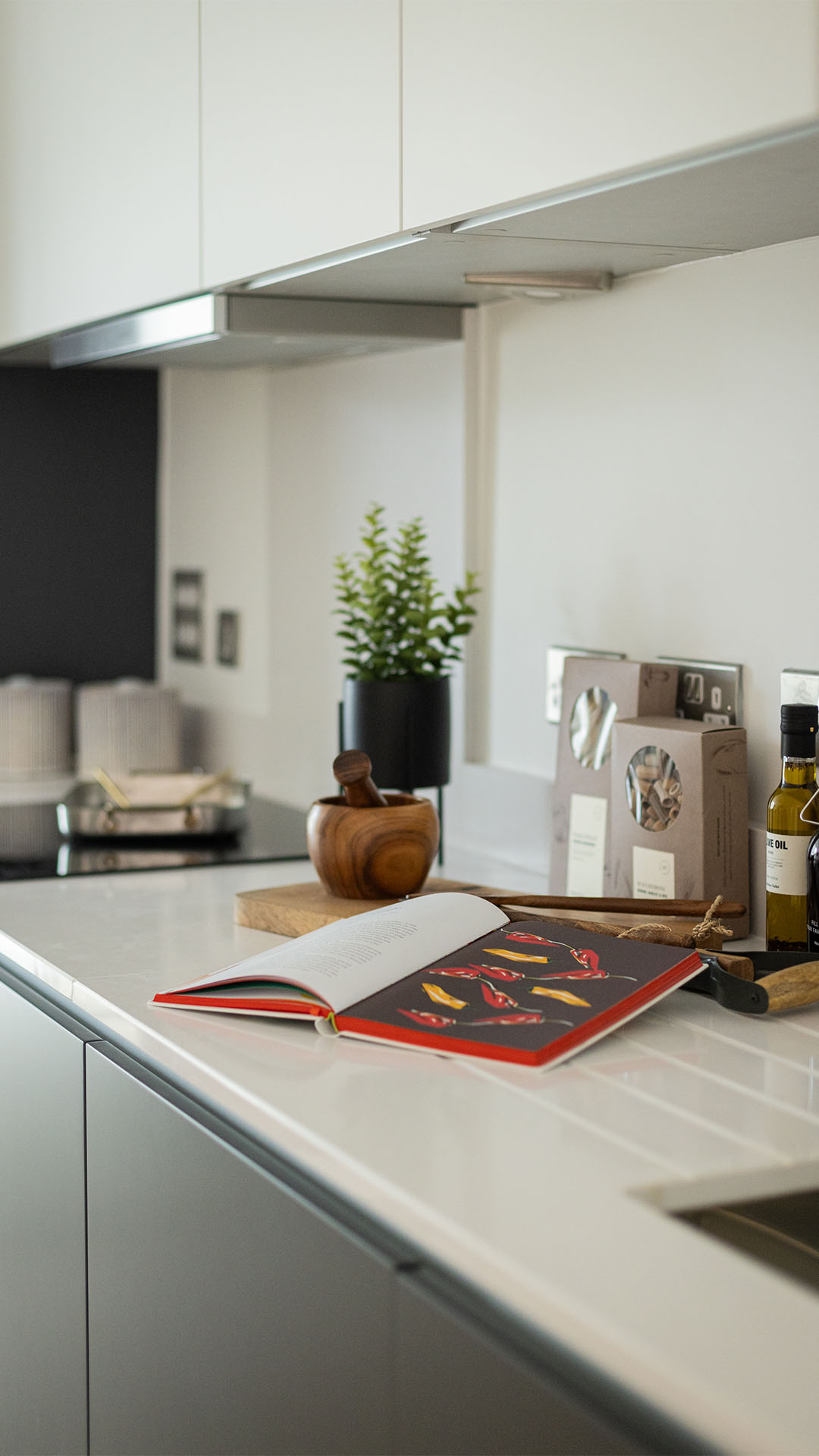Interior kitchen surface with decor items