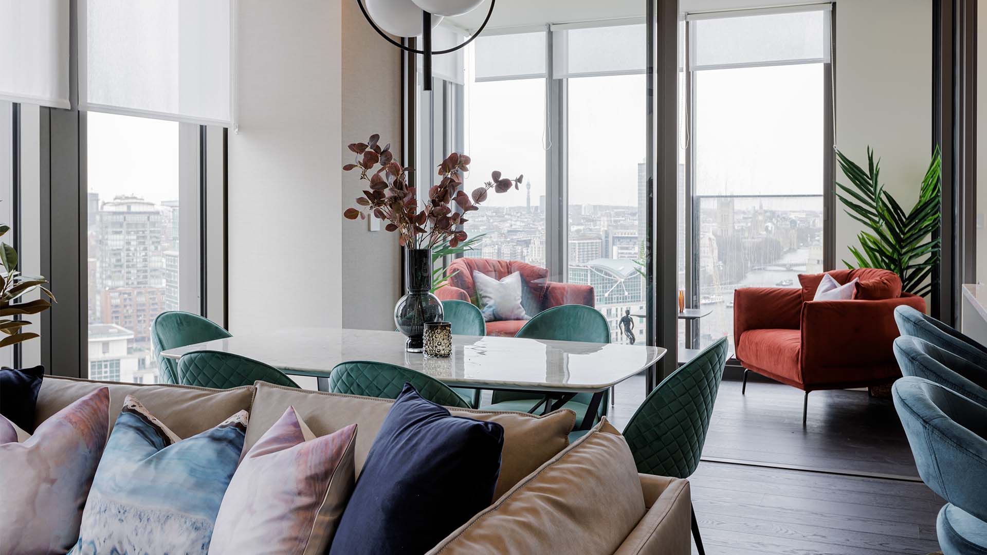 Triptych Bankside Open Living & Dining Area with City View