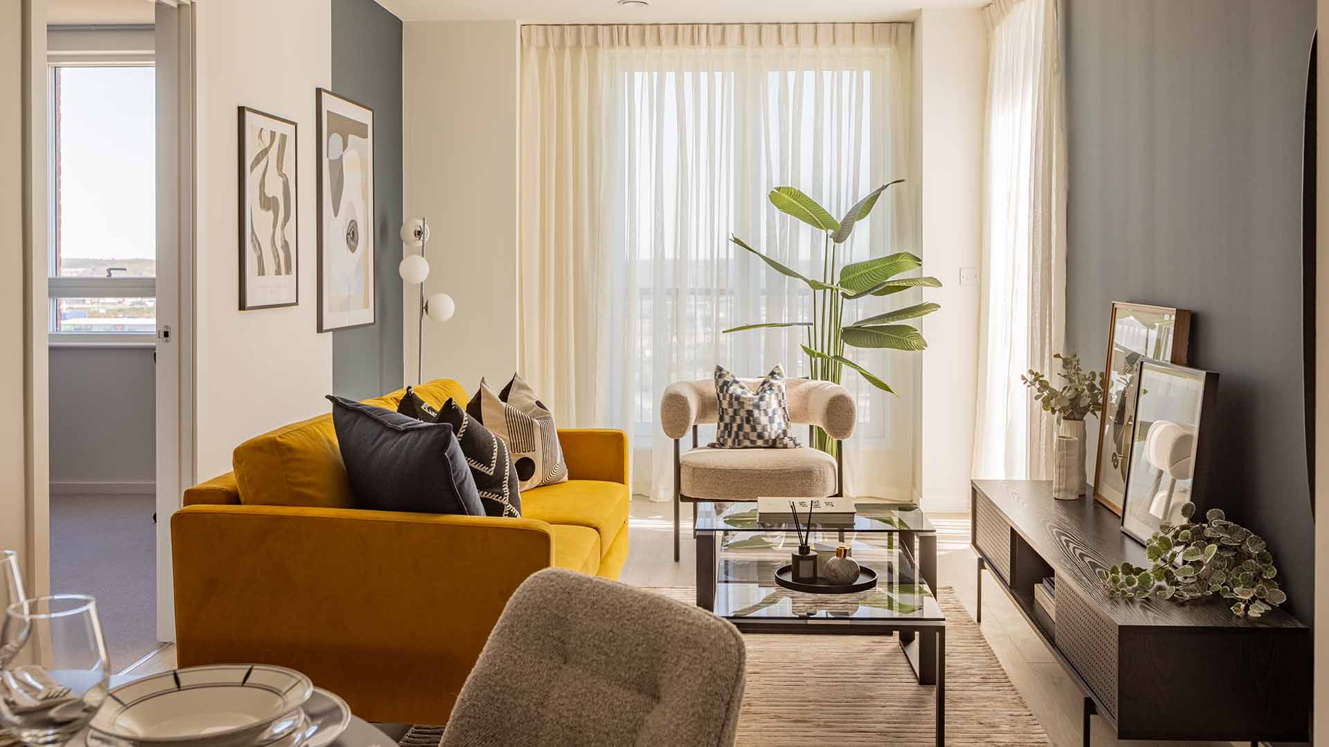 Bright Apartment Living Room Interiors at Bermondsey Heights