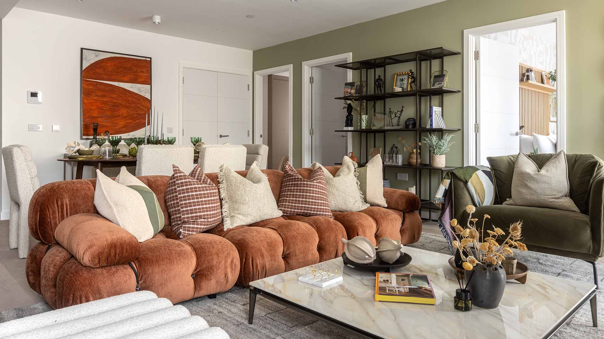 Spacious apartment living room with sofa