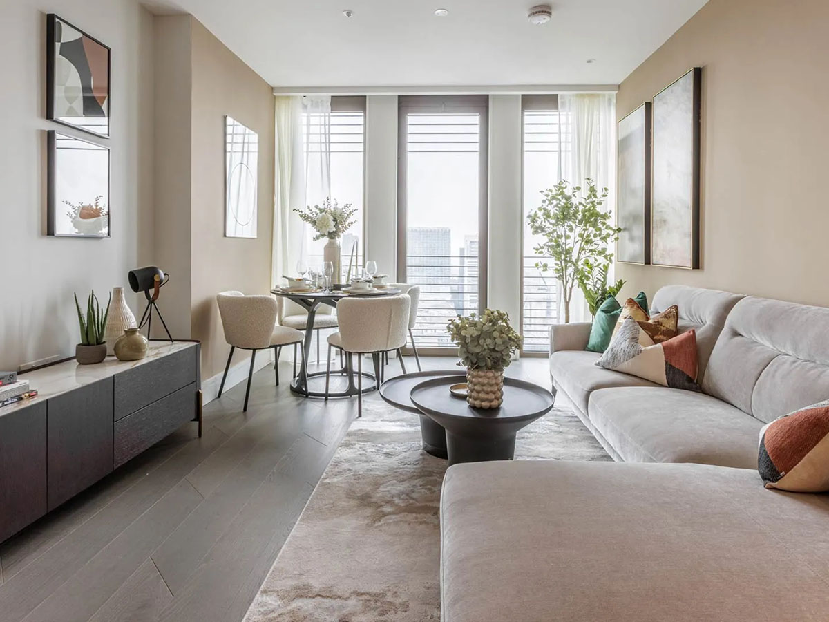 A beautifully styled living room, professionally dressed for estate agents to enhance property marketing and attract potential buyers