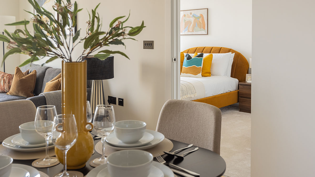 W2 property furnishing with styled dining area and modern bedroom staging for faster property sales