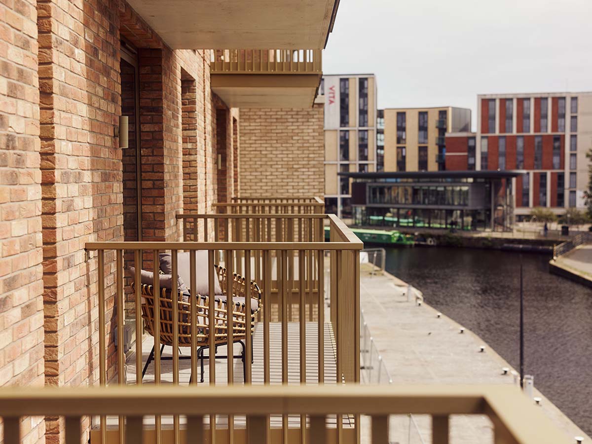 Balcony view of a New Fountainbridge London flat, part of a desirable furnished property for investors.