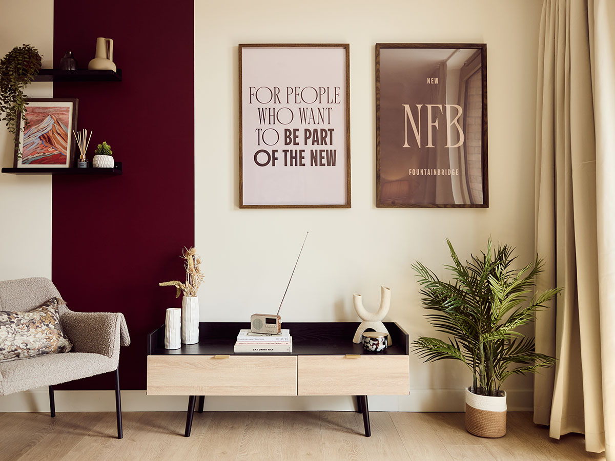 Living area of a London flat, demonstrating an InStyle Direct transformation for overseas investors.