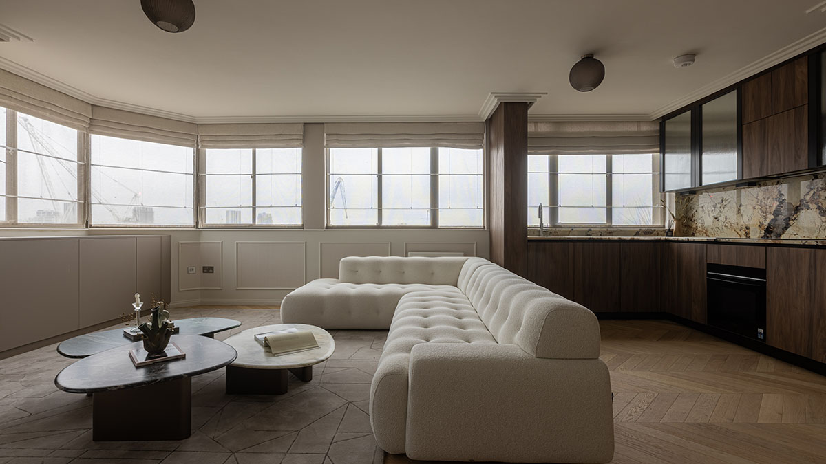 After: Modern open-plan living and kitchen area furnished by InStyle Direct. Perfect for attracting premium tenants