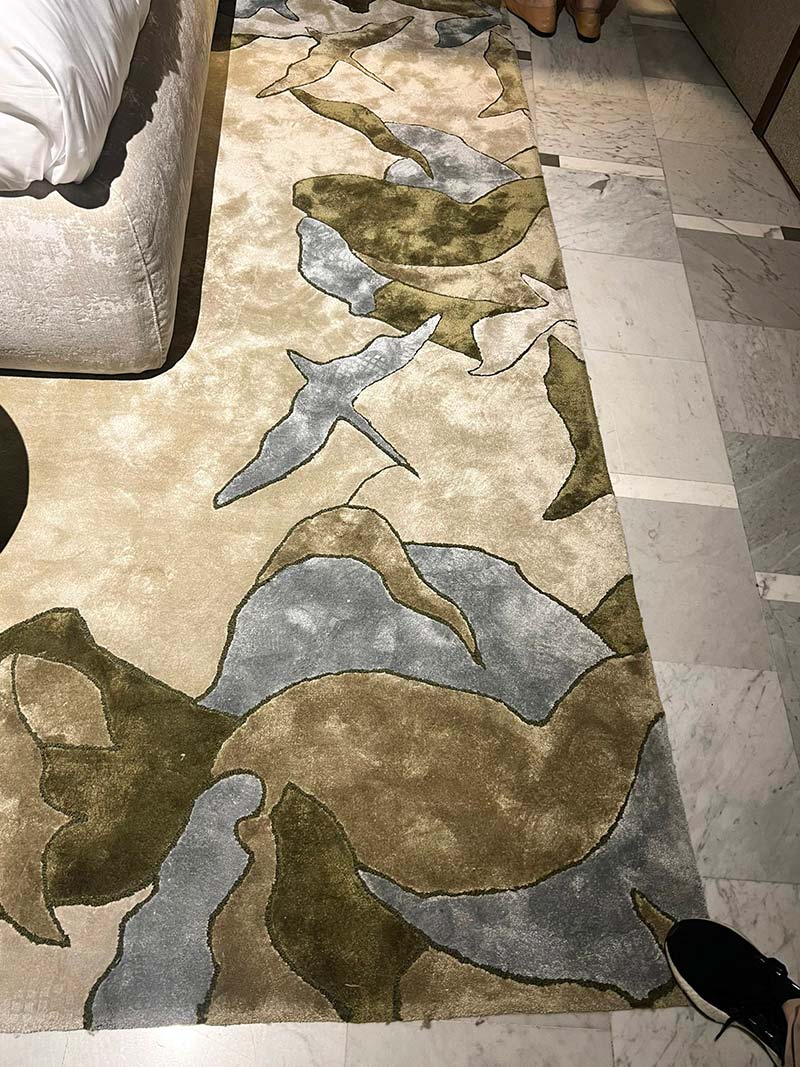 Modern floor carpet with textured design used in stylish interior space