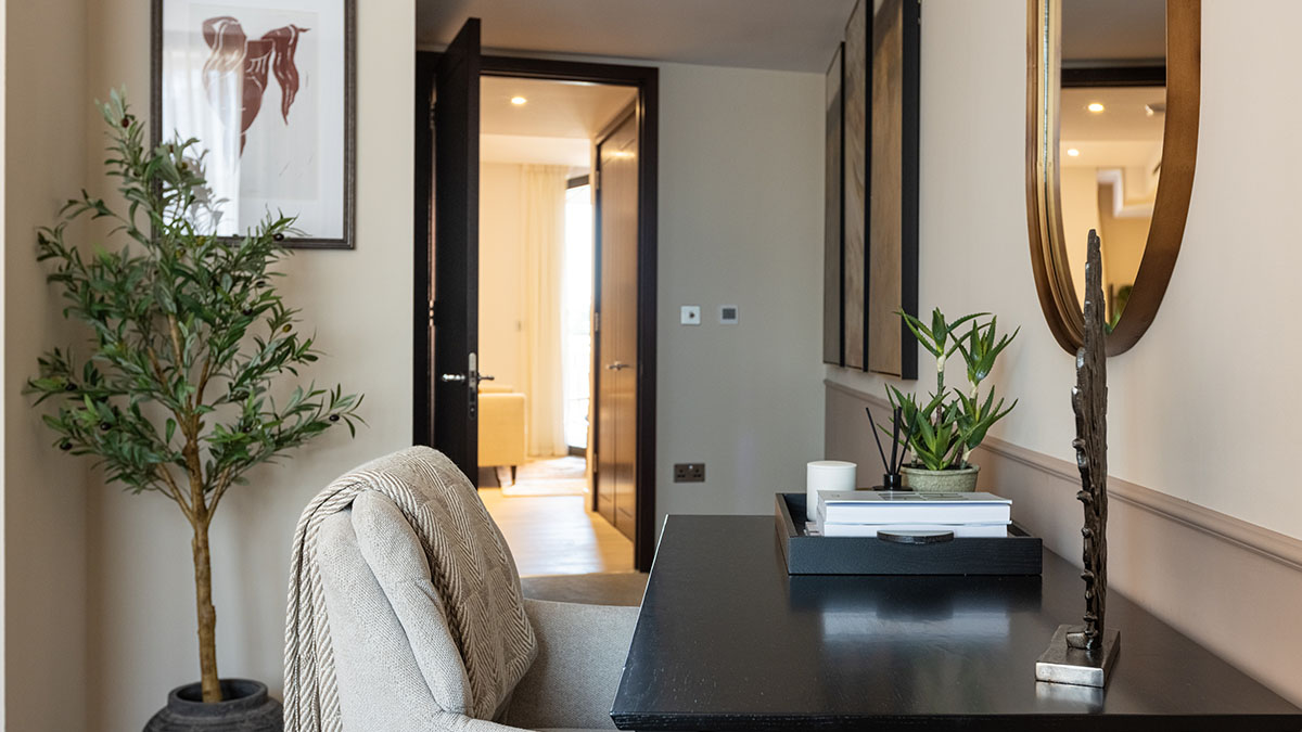 Functional home office and workspace in professionally furnished West End Gate apartment